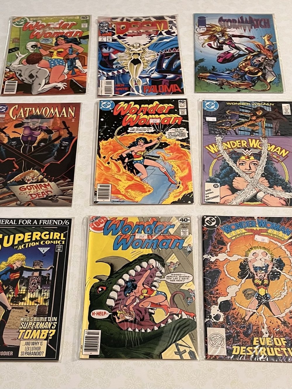 9 Comic Book Lot Wonder Woman Catwoman Supergirl Storm Stormwatch DC Marvel Imag